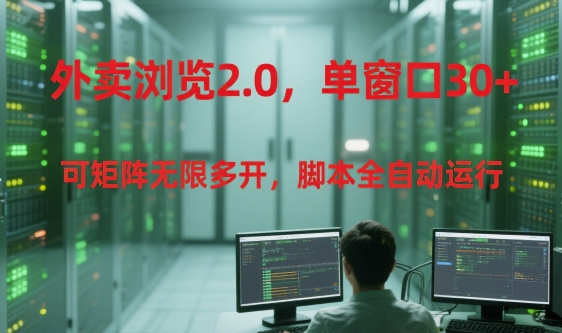 外卖浏览2.0，单窗口30+可矩阵无限多开，脚本全自动运行【揭秘】——生财有道创业项目网-生财有道