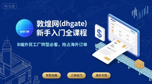 敦煌网(dhgate)新手入门全课程，B端外贸工厂转型必看，抢占海外订单——生财有道创业项目网-生财有道