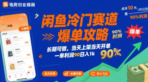 闲鱼冷门赛道爆单攻略，长期可做，当天上架当天开单，一单利润90% 利润，日入1k【揭秘】——生财有道创业项目网-生财有道
