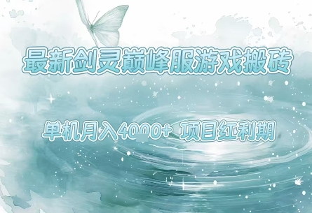 最新剑灵巅峰服游戏搬砖，项目红利期，单机稳定月入4k+操作简单好上手【揭秘】——生财有道创业项目网-生财有道