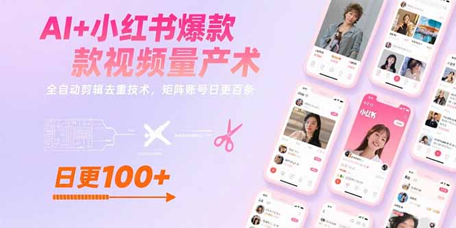 （15542期）AI+小红书爆款视频量产术：全自动剪辑去重技术，矩阵账号日更百条_生财有道创业项目网-生财有道