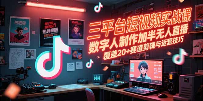 （15265期）三平台短视频实战课，数字人制作加半无人直播，覆盖20+赛道剪辑与运营技巧_生财有道创业项目网-生财有道