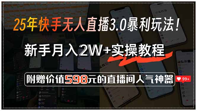 （15335期）25年快手无人直播3.0暴利玩法！，新手月入2W+实操教程，附赠价值598元…_生财有道创业项目网-生财有道
