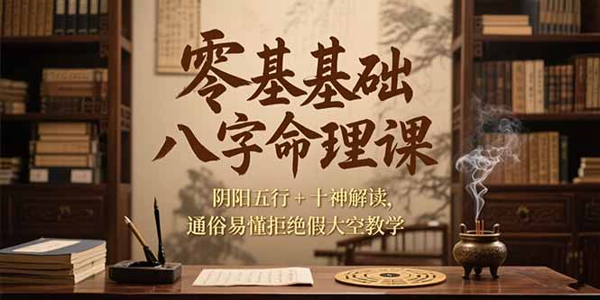 （15283期）零基础八字命理课，阴阳五行+十神解读，通俗易懂拒绝假大空教学_生财有道创业项目网-生财有道