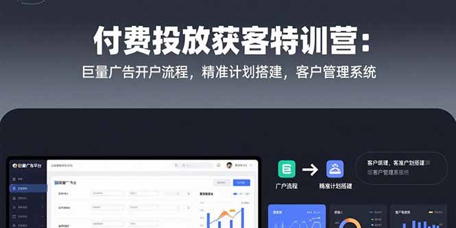 （15426期）付费投放获客特训营：巨量广告开户流程，精准计划搭建，客户管理系统_生财有道创业项目网-生财有道