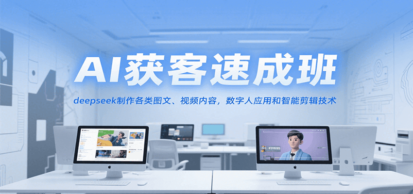 AI获客速成班，deepseek制作各类图文、视频内容，数字人应用和智能剪辑技术_生财有道创业网-生财有道