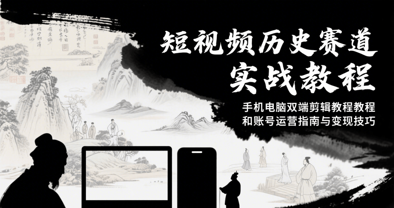 图片[1]-短视频历史赛道实战教程，手机电脑双端剪辑教程和账号运营指南与变现技巧_生财有道创业网-生财有道