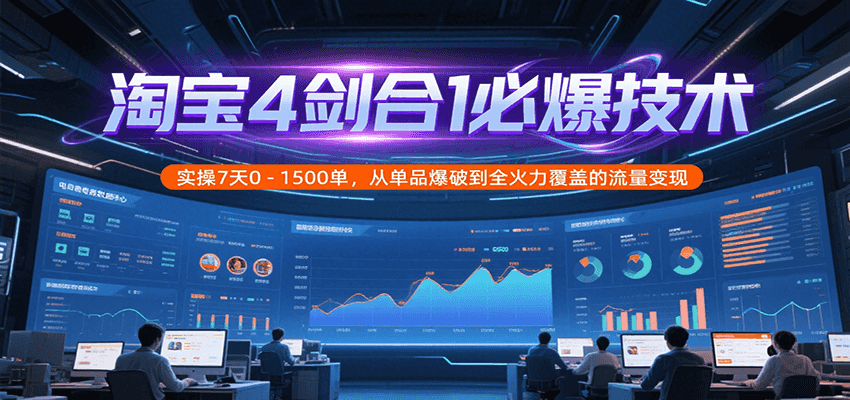 淘宝4剑合1必爆技术，实操7天0-1500单，从单品爆破到全火力覆盖的流量变现_生财有道创业网-生财有道