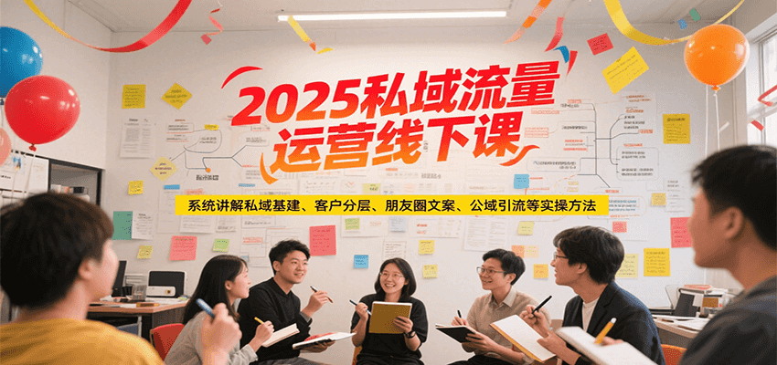 2025私域流量运营线下课，系统讲解私域基建/客户分层/朋友圈文案/公域引流等实操方法_生财有道创业网-生财有道