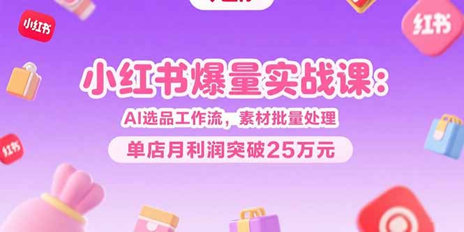 （15462期）小红书爆量实战课：AI选品工作流，素材批量处理，单店月利润突破25万元_生财有道创业项目网-生财有道
