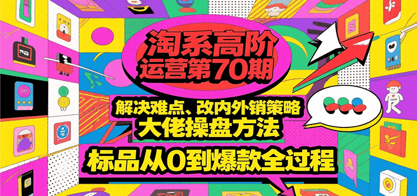 淘系高阶运营第70期，解决难点、改内外销策略，大佬操盘方法，标品从0到爆款全过程_生财有道创业网-生财有道