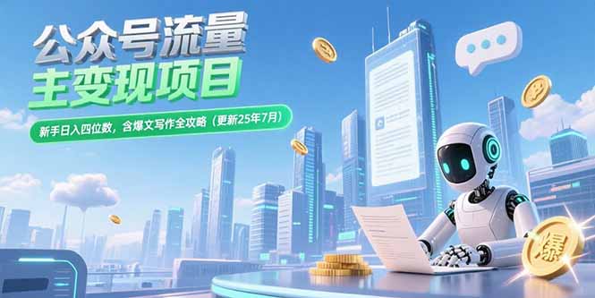 （15340期）公众号流量主变现项目，新手日入四位数，含爆文写作全攻略(更新25年7月)_生财有道创业项目网-生财有道