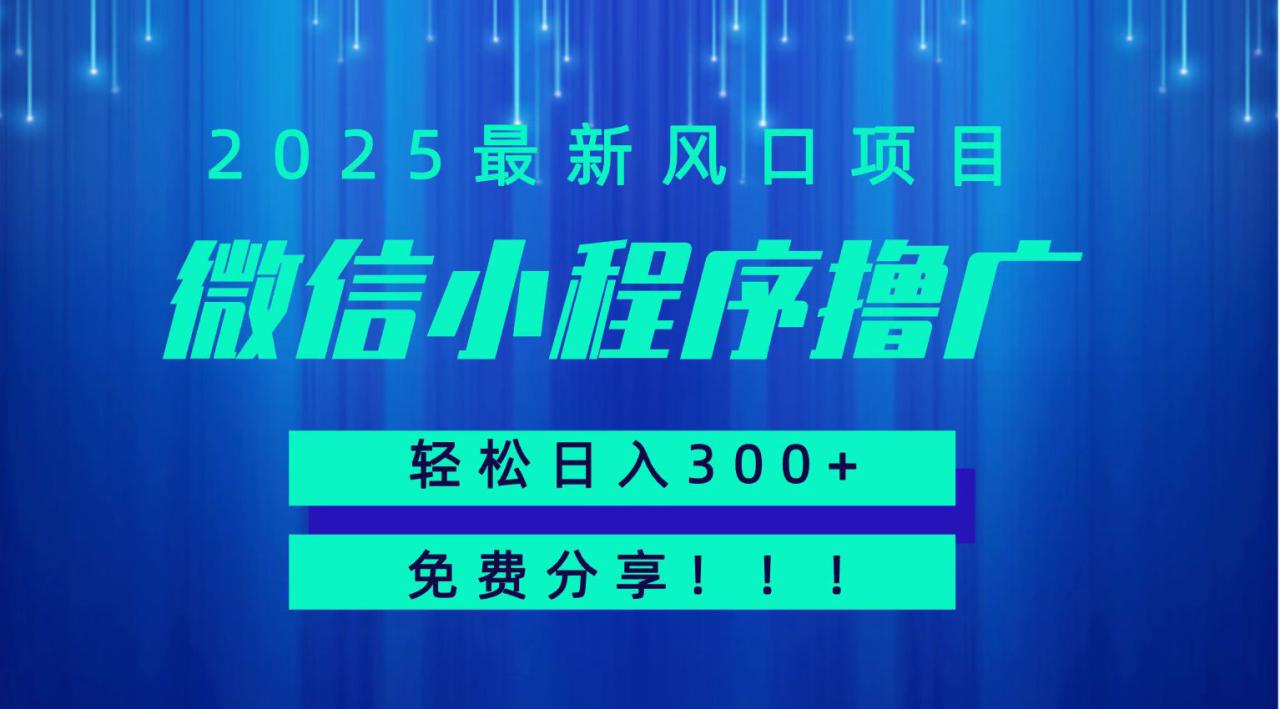 微信小程序撸广，最新风口项目，日入300+ 免费分享 可批量操作 小白可轻松上手！！_生财有道创业网-生财有道