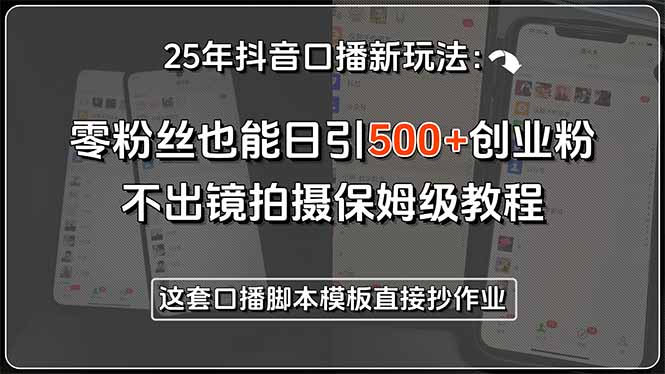 （15384期）25年抖音口播新玩法：零粉丝也能日引500+创业粉，不出镜拍摄保姆级教程…_生财有道创业项目网-生财有道