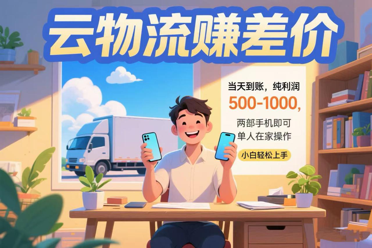 （15492期）云物流赚差价 当天到账纯利润500-1000 两部手机即可 可单人在家操作 小…_生财有道创业项目网-生财有道