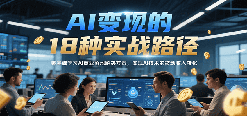 AI变现的18种实战路径，零基础学习AI商业落地解决方案，实现AI技术的被动收入转化_生财有道创业网-生财有道