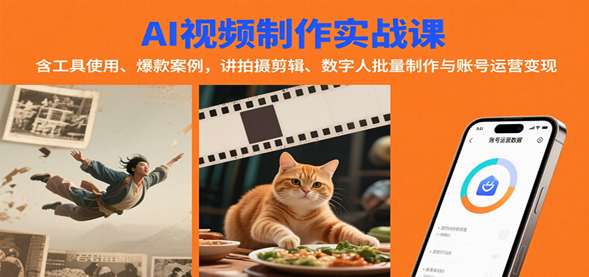 AI视频制作实战：含工具使用、爆款案例，讲拍摄剪辑、数字人批量制作与账号运营变现_生财有道创业网-生财有道