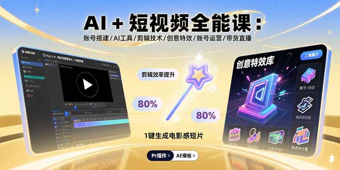 （15862期）AI+短视频全能课：账号搭建/AI工具/剪辑技术/创意特效/账号运营/带货直播_生财有道创业项目网-生财有道