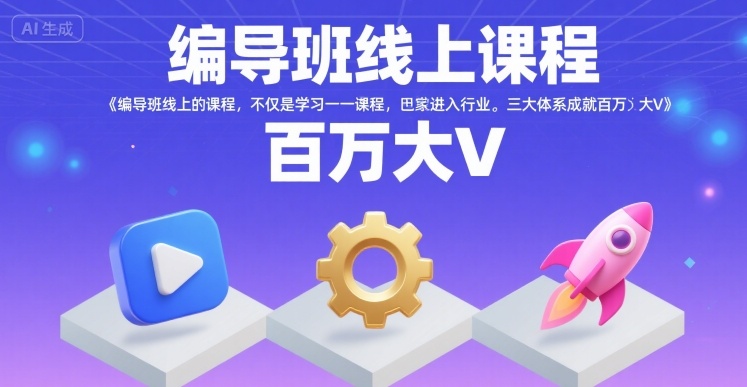 编导班线上课程，不仅是学习一门课程，更是进入一个行业，三大体系成就百万大V——生财有道创业项目网-生财有道