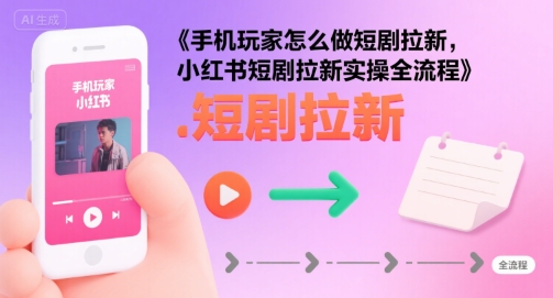 手机玩家怎么做短剧拉新，小红书短剧拉新实操全流程——生财有道创业项目网-生财有道