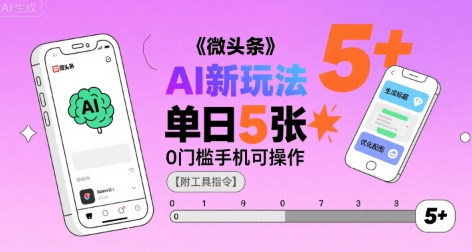 微头条AI新玩法，小白单日5张+，0门槛手机可操作【附工具指令】——生财有道创业项目网-生财有道