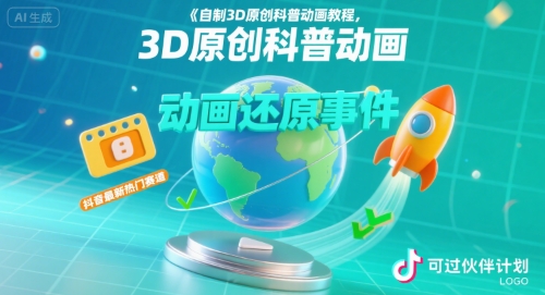 图片[1]-自制3D原创科普动画教程，动画还原事件，抖音最新热门赛道，可过伙伴计划——生财有道创业项目网-生财有道