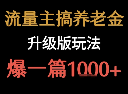 流量主之养老金升级版玩法  爆一篇收益1k+——生财有道创业项目网-生财有道