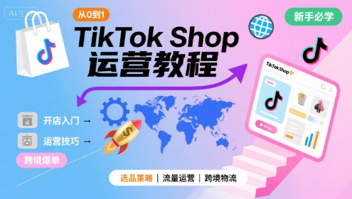 TikTok Shop从0到1运营教程，TikTok跨境电商新手必学课程——生财有道创业项目网-生财有道