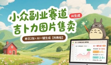 小众副业赛道 吉卜力图片售卖 单日2张+ AI一键生成【附教程】——生财有道创业项目网-生财有道