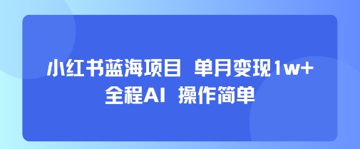 小红书蓝海项目 单月变现1w+ 全程AI 操作简单——生财有道创业项目网-生财有道