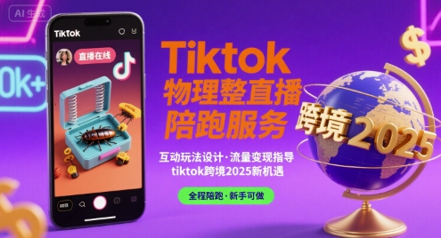 Tiktok物理整蛊直播陪跑服务-tiktok跨境2025——生财有道创业项目网-生财有道