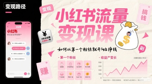 小红书流量变现课，如何从第一个粉丝就开始挣钱——生财有道创业项目网-生财有道