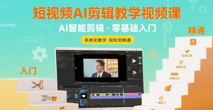 短视频AI剪辑教学视频课，入门到精通——生财有道创业项目网-生财有道