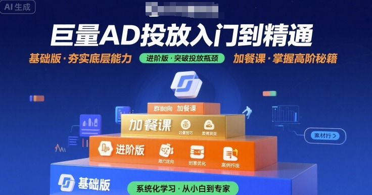 巨量AD投放入门到精通，基础版+进阶版+加餐课——生财有道创业项目网-生财有道