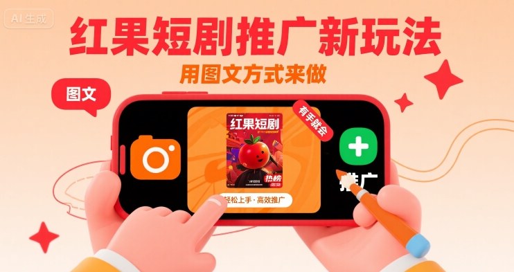 红果短剧推广新玩法，用图文方式来做，有手就会——生财有道创业项目网-生财有道