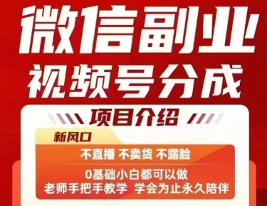 微信副业视频号分成，不直播 不卖货 不露脸，三五分钟即可完成一条作，每日收益几十、几张不等——生财有道创业项目网-生财有道