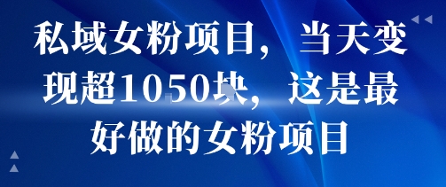 私域女粉项目，当天变现超1k，这是最好做的女粉项目，可放大操作——生财有道创业项目网-生财有道