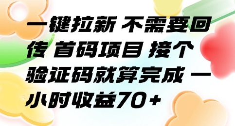 一键拉新 不需要回传 首码项目 接个验证码就算完成 一小时收益70+【揭秘】——生财有道创业项目网-生财有道