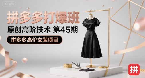 拼多多打爆班原创高阶技术第45期，拼多多高价女装项目——生财有道创业项目网-生财有道