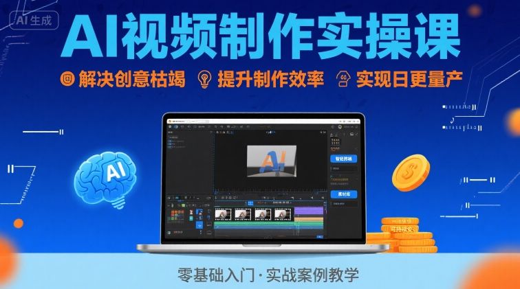 Ai视频制作实操课，解决创意枯竭、效率低下痛点，实现日更量产可持续变现——生财有道创业项目网-生财有道