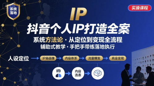 抖音个人IP系统落地实操大课，实操课程，辅助落地——生财有道创业项目网-生财有道