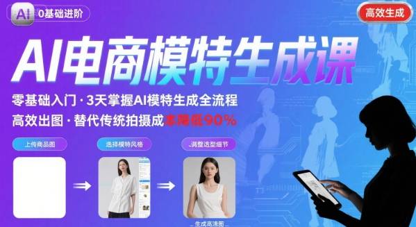 AI模特进阶课程，0基础高效生成逼真电商模特图——生财有道创业项目网-生财有道
