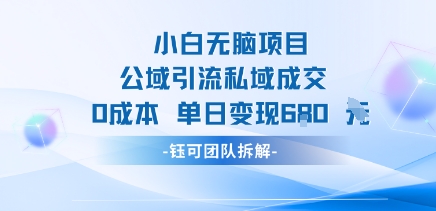 小白无脑项目公域引流私域成交0成本单日变现680米——生财有道创业项目网-生财有道