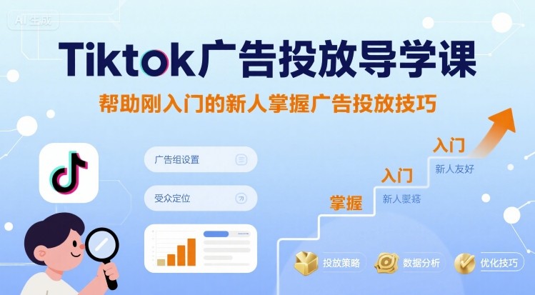 Tiktok广告投放导学课，帮助刚入门的新人掌握广告投放技巧——生财有道创业项目网-生财有道