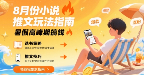 8月份小说推文玩法指南，暑假高峰期搞钱——生财有道创业项目网-生财有道