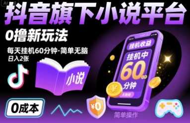 抖音旗下小说平台0撸新玩法，每天挂机60分钟，简单无脑，日入2张【揭秘】——生财有道创业项目网-生财有道