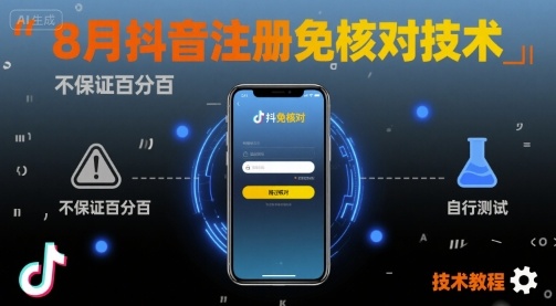 8月抖音注册免核对技术，不保证百分百，自测——生财有道创业项目网-生财有道