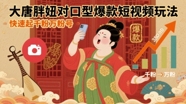 大唐胖妞对口型爆款短视频玩法，快速起千粉万粉号——生财有道创业项目网-生财有道