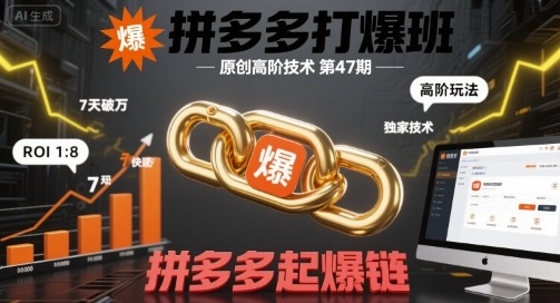拼多多打爆班原创高阶技术第47期，拼多多起爆链——生财有道创业项目网-生财有道