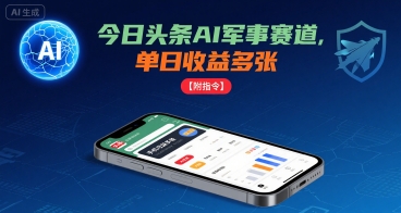 今日头条AI军事赛道，单日收益多张 ，手机可做【附指令】——生财有道创业项目网-生财有道